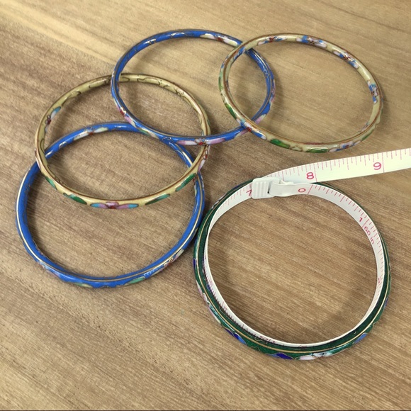 Set of 5 Cloissone Enamel Bangle Bracelets - Picture 2 of 3